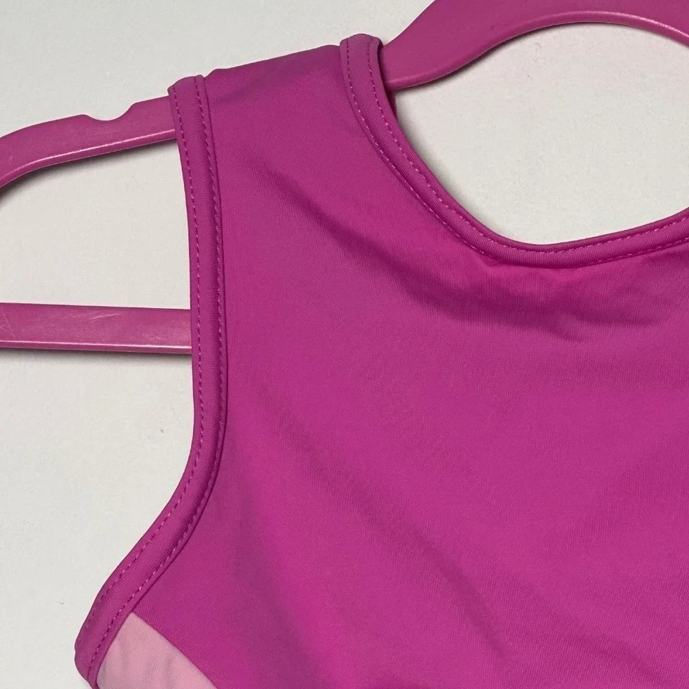 Pink Black Lumi Color Block colorblock Dance Crop Top CM